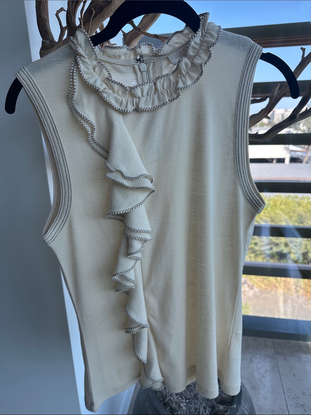 Ulla Johnson Organic Wool Ruffle-Trim Sleeveless in Cream